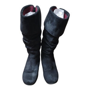 Hotcakes Knee Boot II Black Faux Suede Sock Boot size 4 – Platform Knee-High